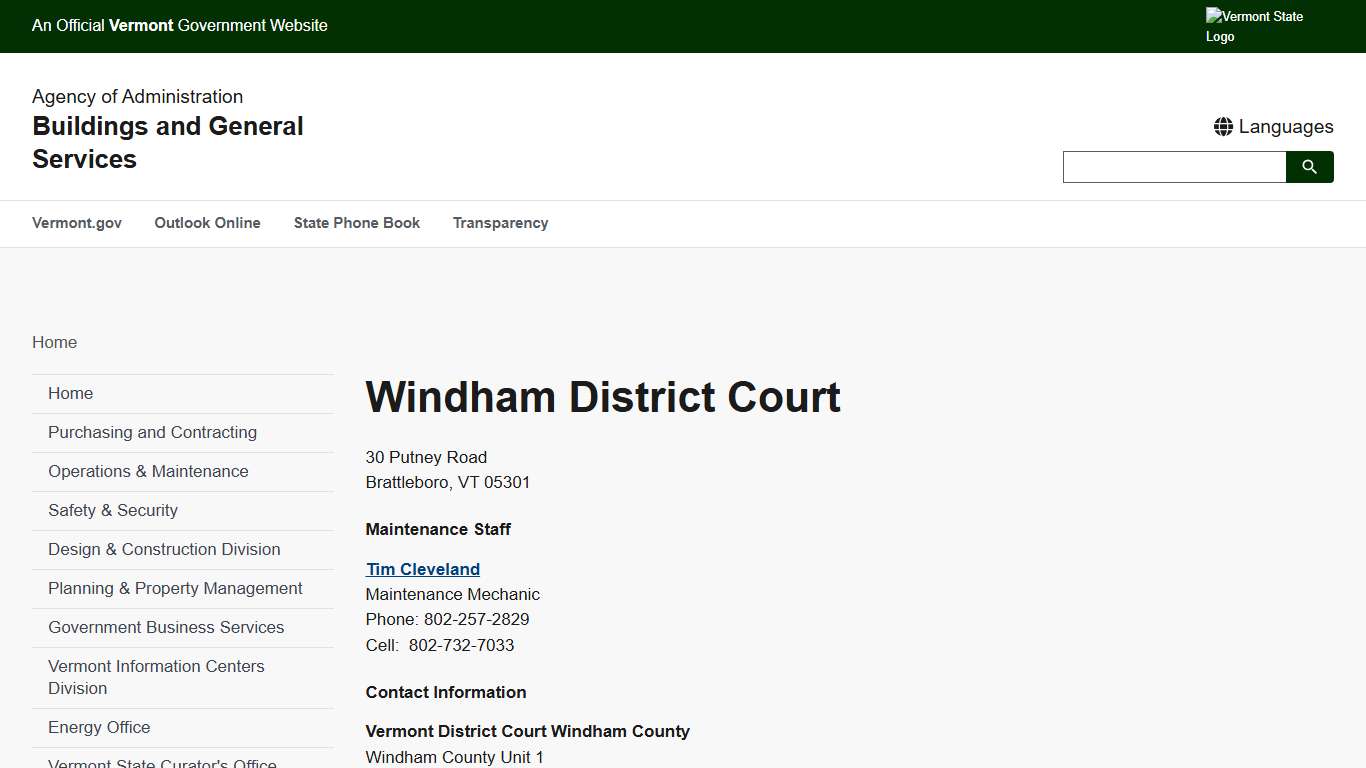 Windham District Court Buildings and General Services